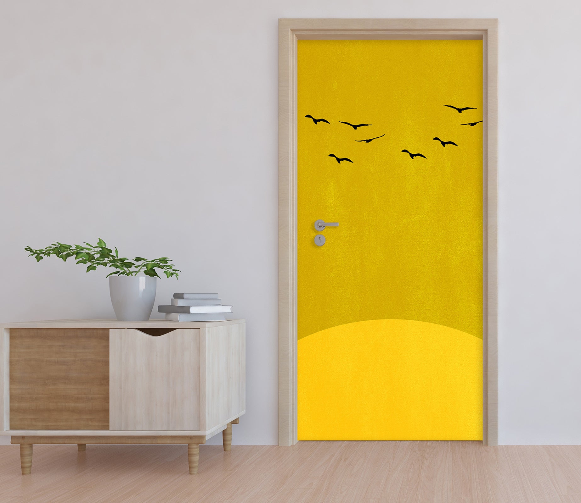 3D Yellow Geese 10143 Boris Draschoff Door Mural