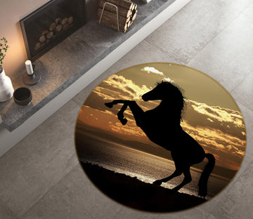 3D Horse 81292 Animal Round Non Slip Rug Mat