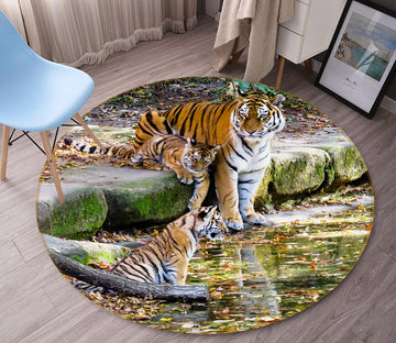 3D Tiger 37242 Animal Round Non Slip Rug Mat