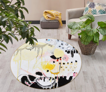 3D Black Watercolor 1394 Misako Chida Rug Round Non Slip Rug Mat