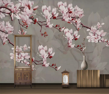 3D Pink Flower Branches WC756 Wall Murals