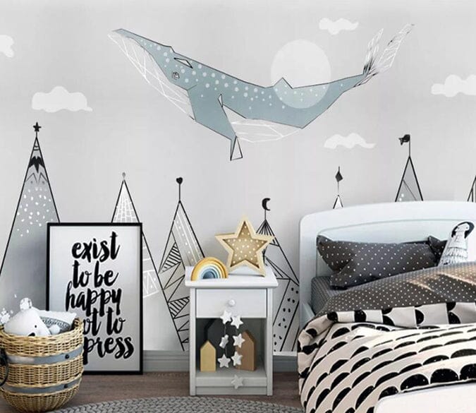 3D Cute Whale 2295 Wall Murals Wallpaper AJ Wallpaper 2 