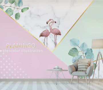 3D Flamingo Leaves WC2115 Wall Murals