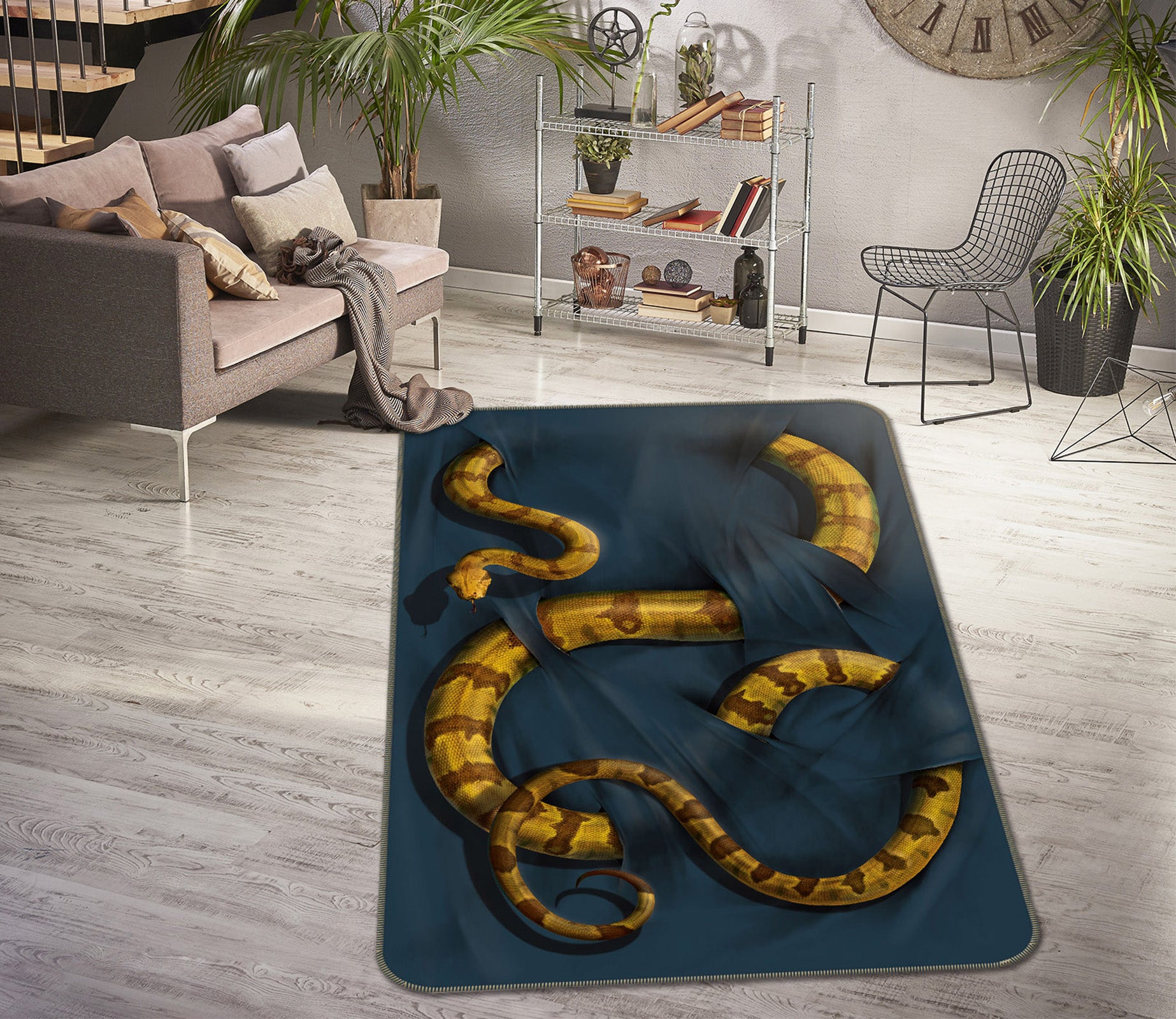 3D Snake 84201 Vincent Hie Rug Non Slip Rug Mat