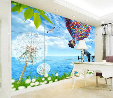 3D Dandelion Dolphin WC514 Wall Murals