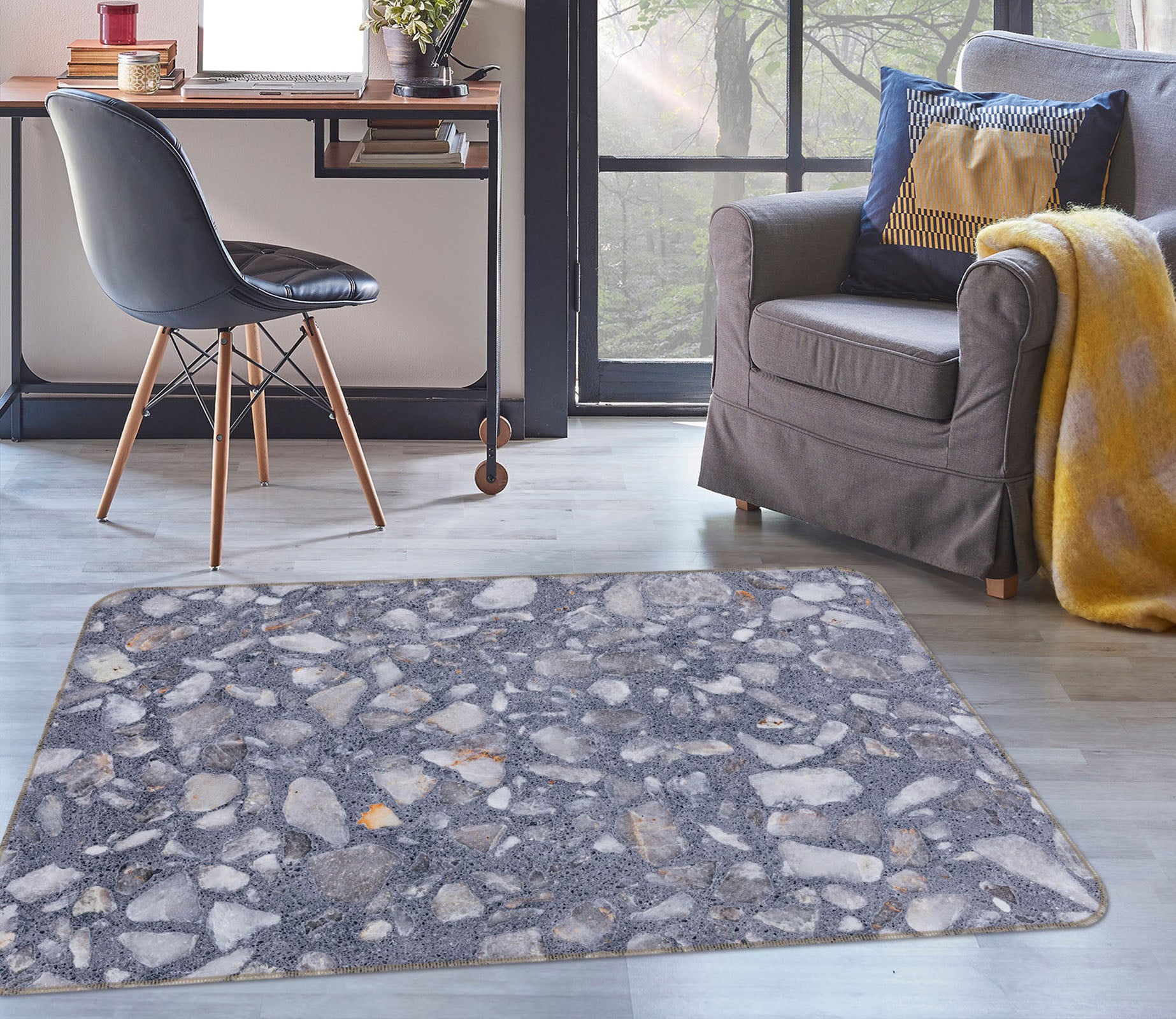 3D Stone Broken Pattern 27141 Non Slip Rug Mat