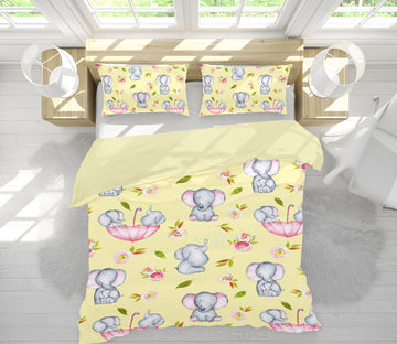 3D Yellow Elephant 223 Uta Naumann Bedding Bed Pillowcases Quilt