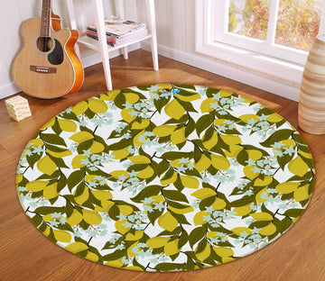 3D Green Leaves Flowers 10569 Kashmira Jayaprakash Rug Round Non Slip Rug Mat