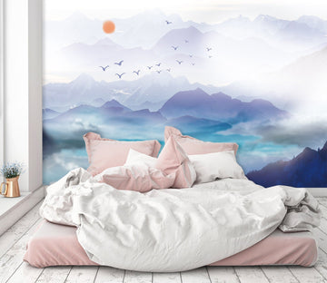 3D Foggy Mountain Sun 503 Wallpaper AJ Wallpaper 2 