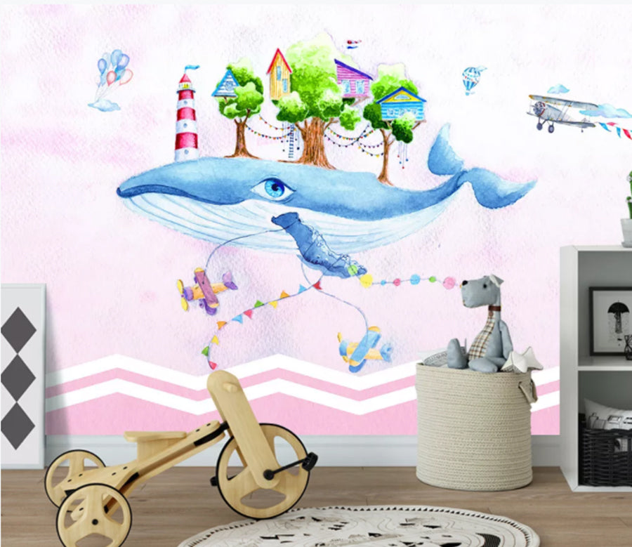 3D Whale Tree WC1118 Wall Murals