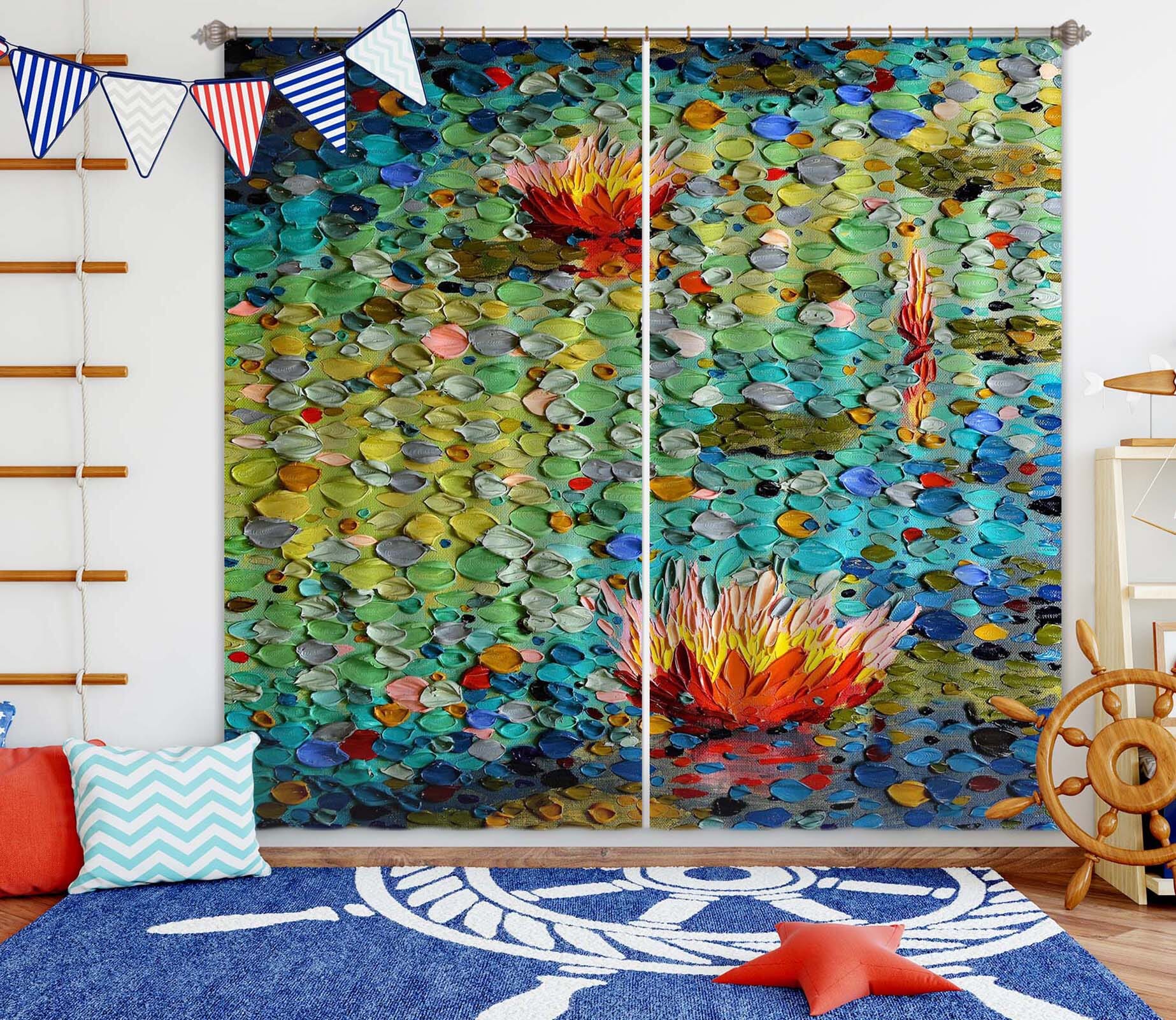 3D Lotus Pond 060 Dena Tollefson Curtain Curtains Drapes Curtains AJ Creativity Home 