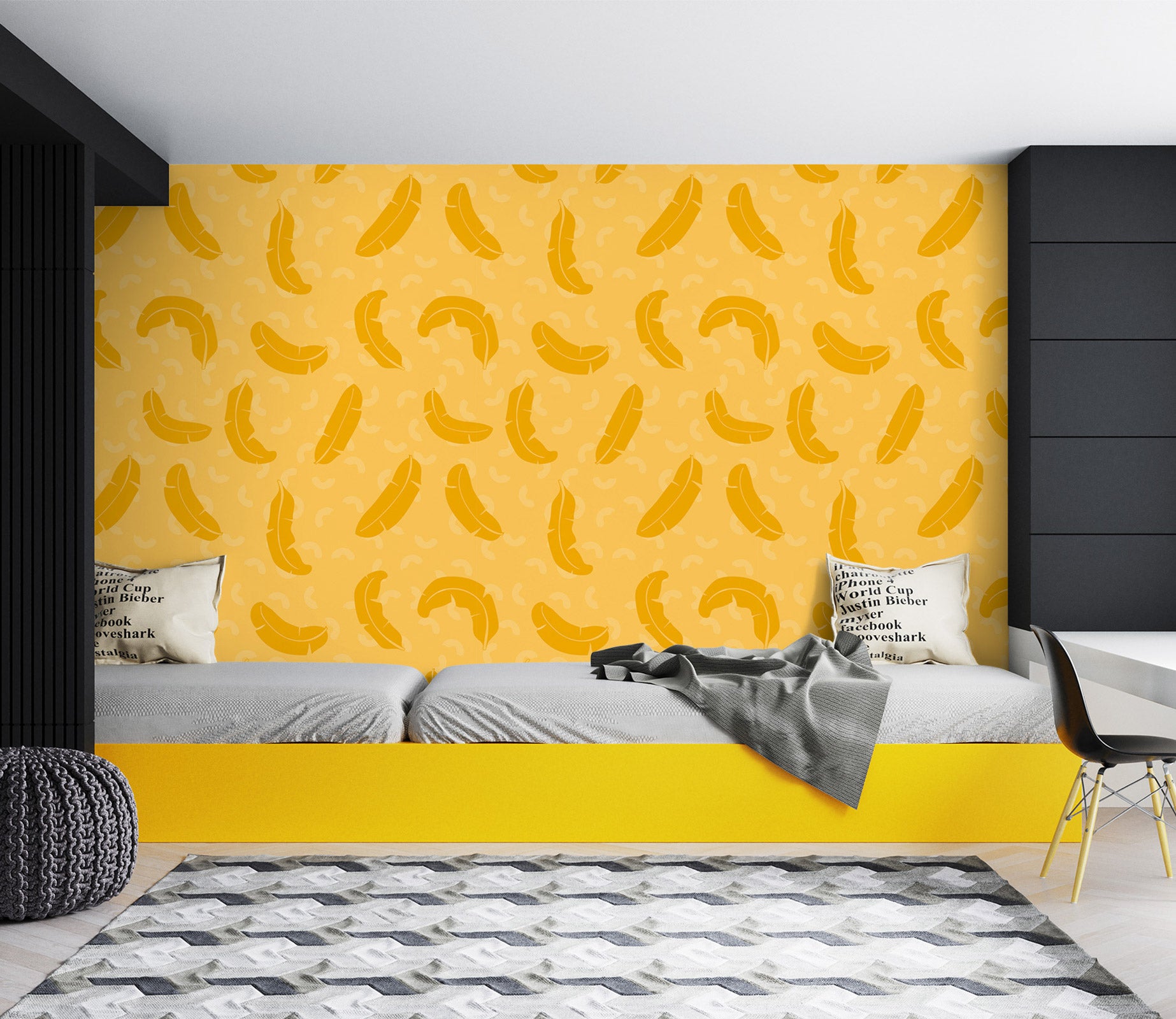 3D Yellow Leaves Pattern 12078 Kashmira Jayaprakash Wall Mural Wall Murals