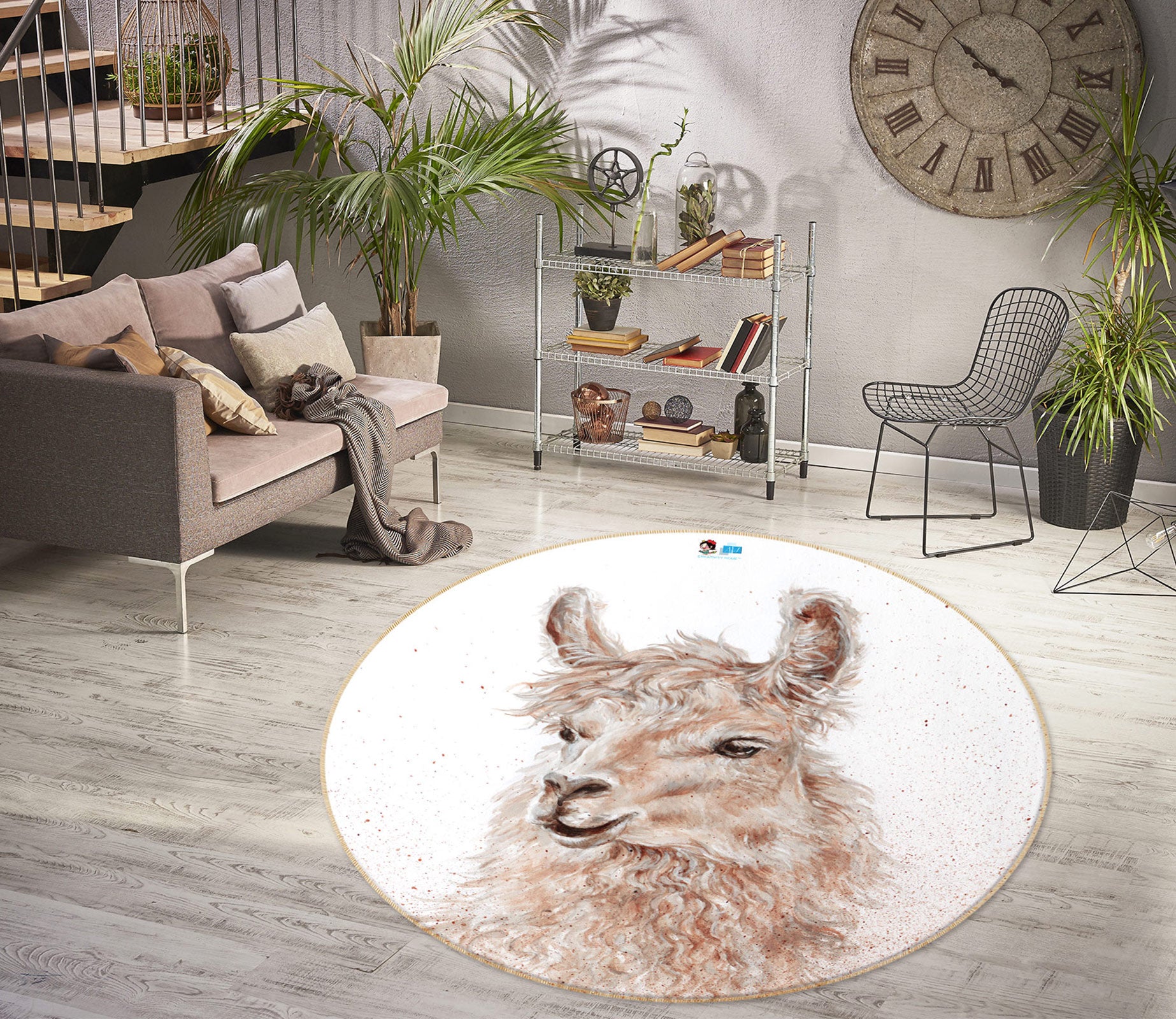 3D Sheep 1183 Debi Coules Rug Round Non Slip Rug Mat