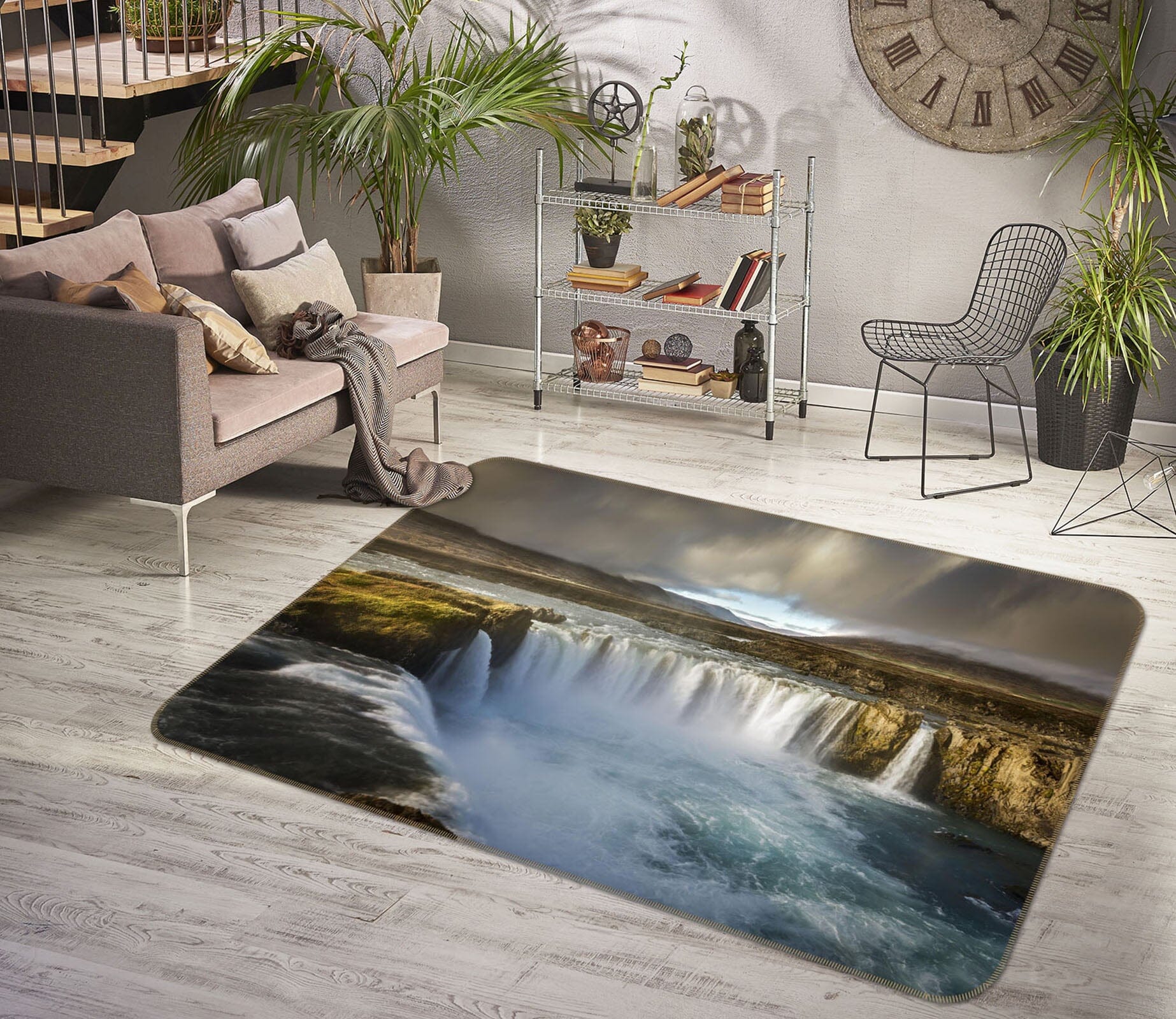 3D Stone Waterfall 1124 Marco Carmassi Rug Non Slip Rug Mat Mat AJ Creativity Home 