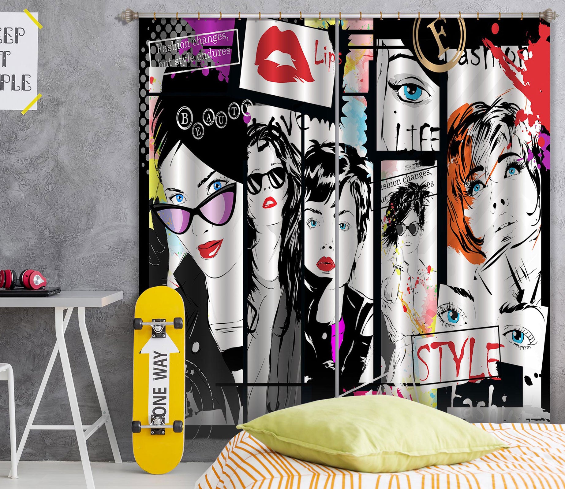 3D Poster Red Lips 025 Curtains Drapes