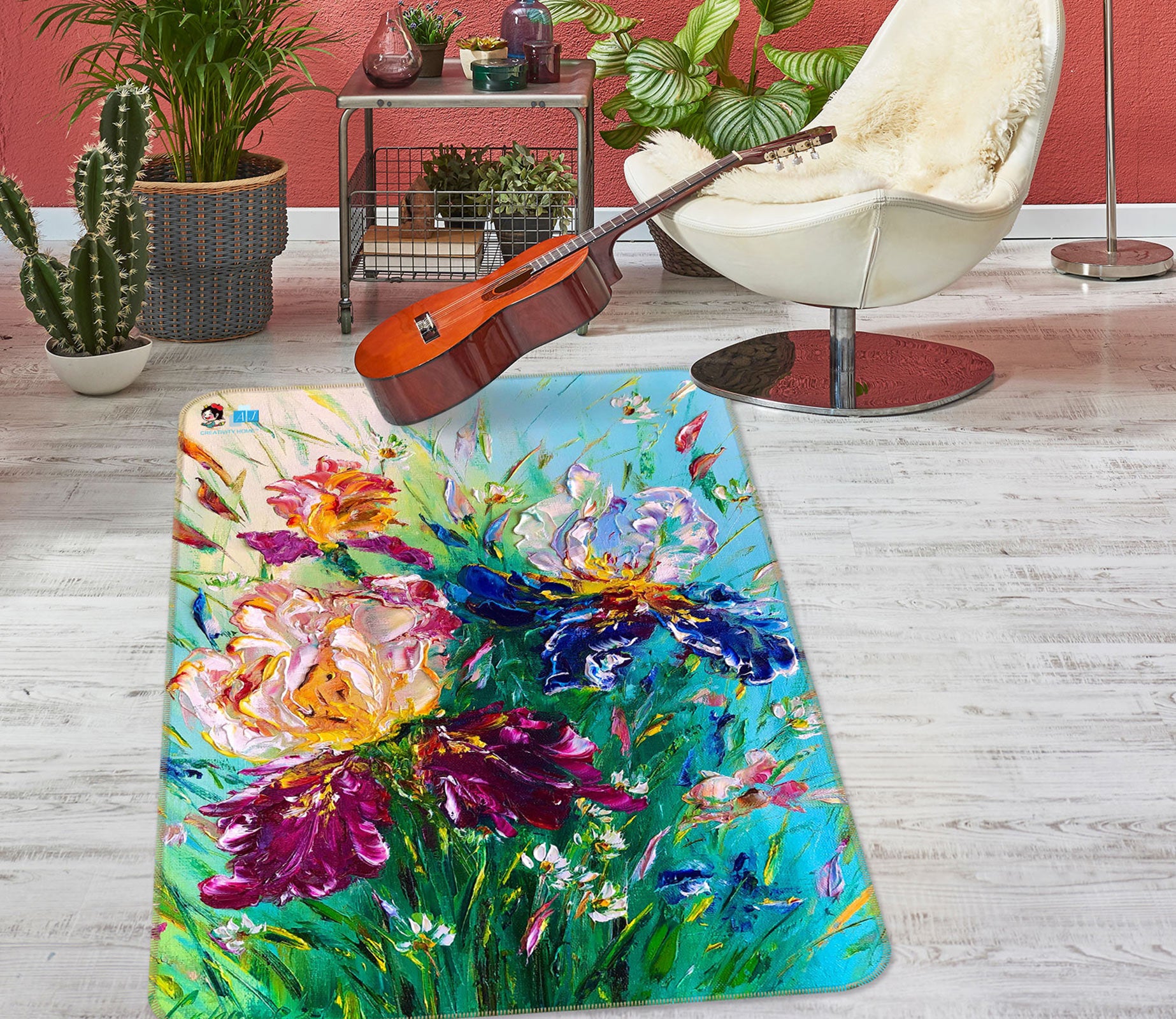 3D Painted Flowers 1178 Skromova Marina Rug Non Slip Rug Mat