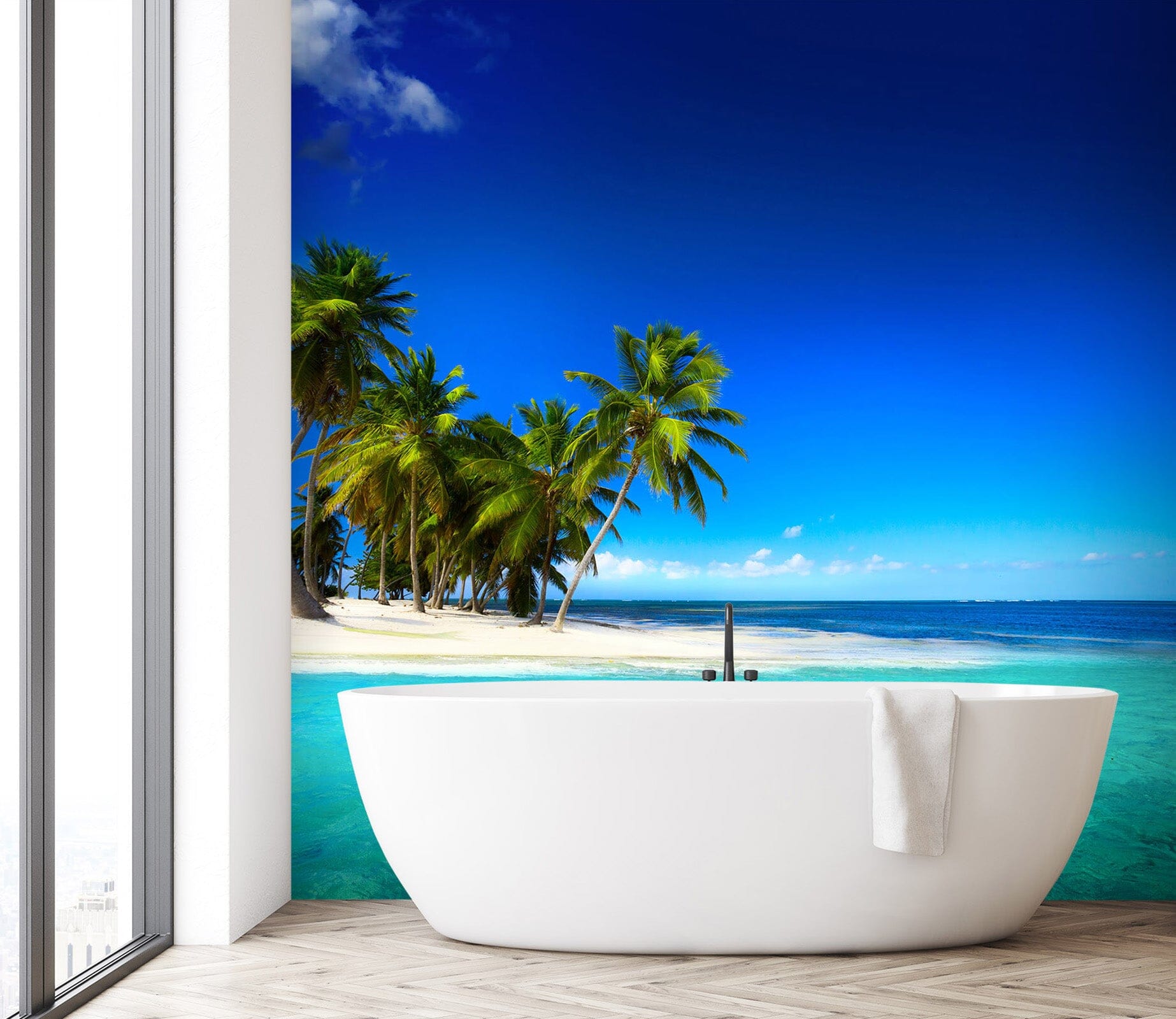 3D Sea Coconut Tree 088 Wall Murals Wallpaper AJ Wallpaper 2 