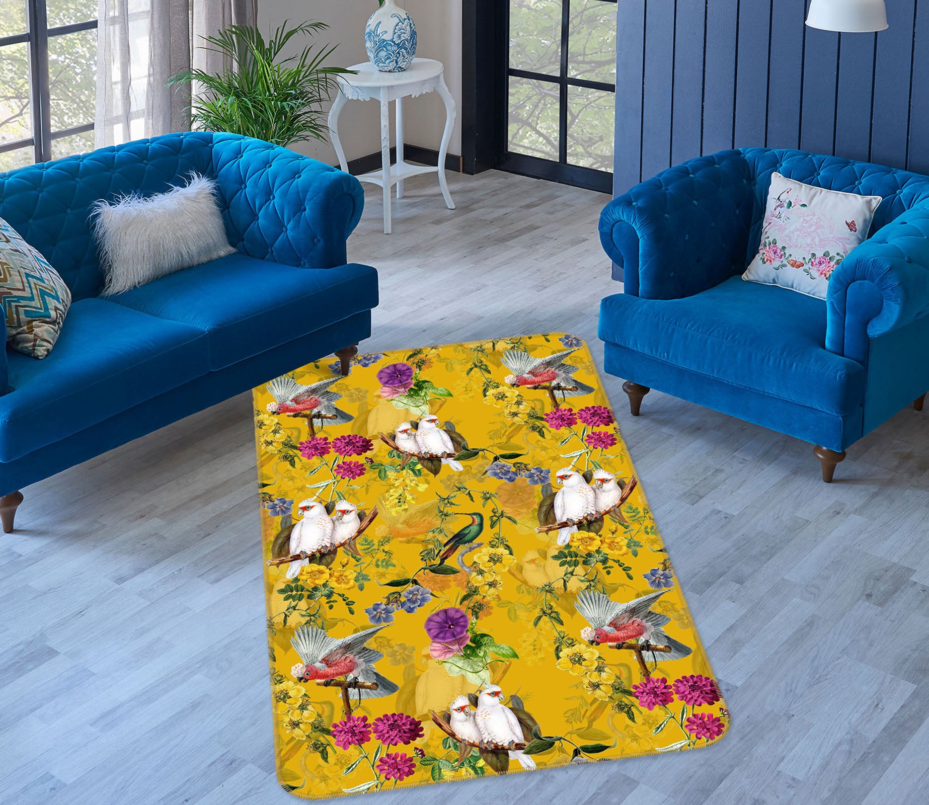 3D Wood Bird 185 Uta Naumann Rug Non Slip Rug Mat