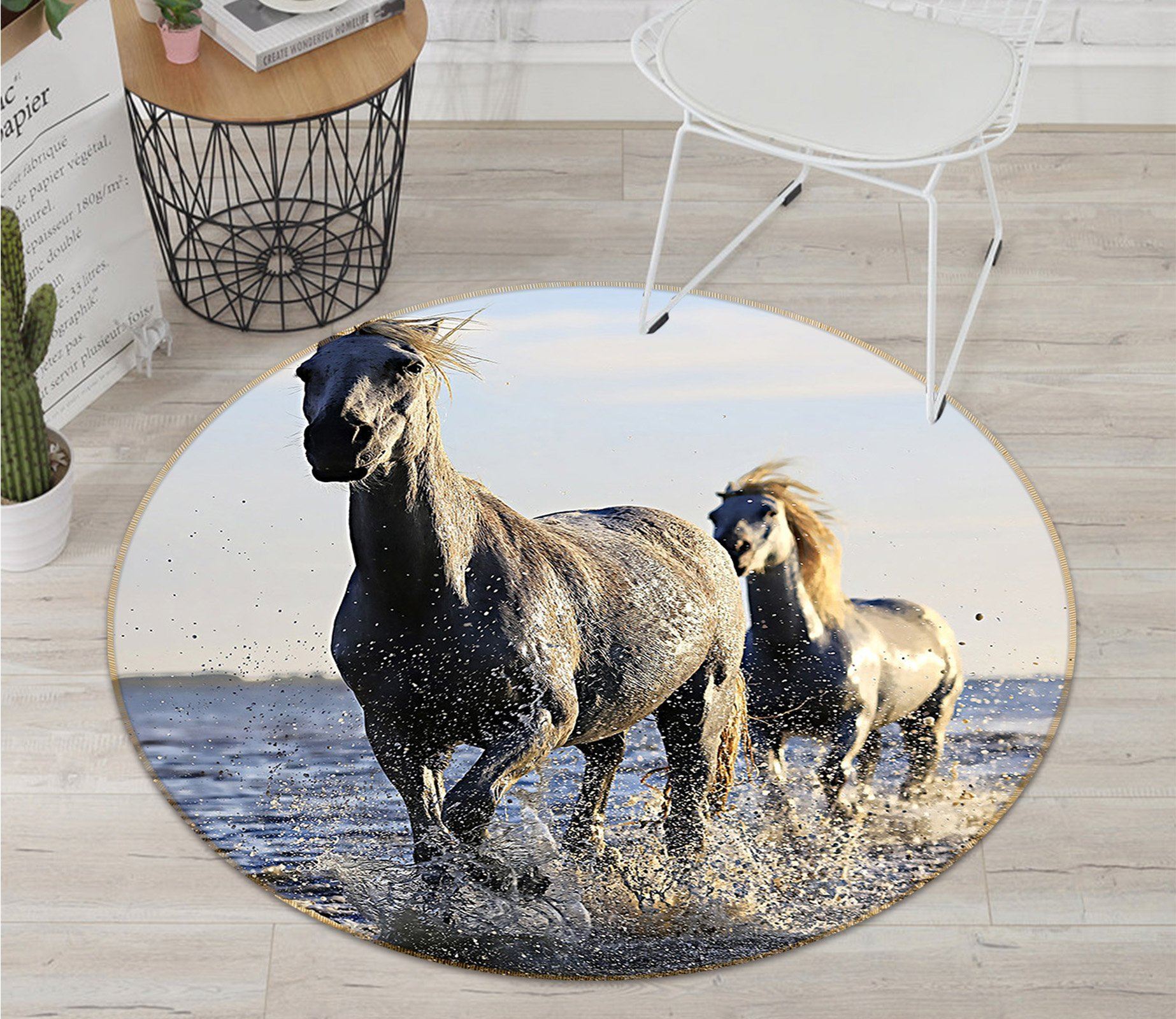 3D Sea Horse 058 Animal Round Non Slip Rug Mat Mat AJ Creativity Home 