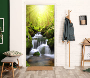 3D Green Stone River 125 Door Mural