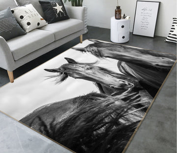 3D Black Grey Horse 82119 Animal Non Slip Rug Mat