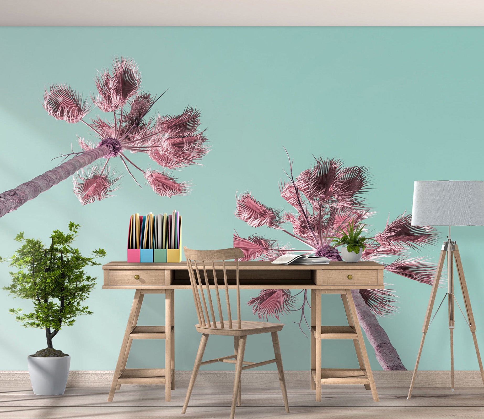 3D Pink Coconut Tree 6251 Assaf Frank Wall Mural Wall Murals