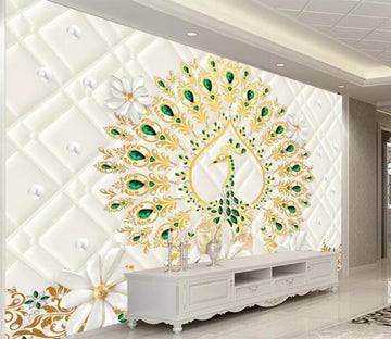 3D Emerald Peacock WC1122 Wall Murals