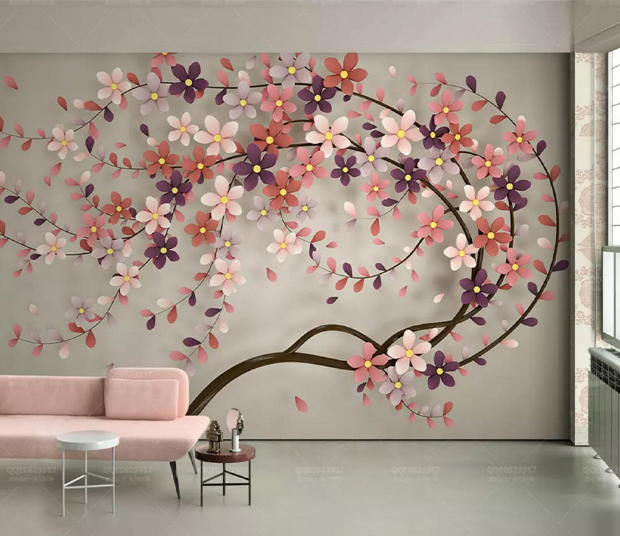 3D Red Flower Tree WC528 Wall Murals