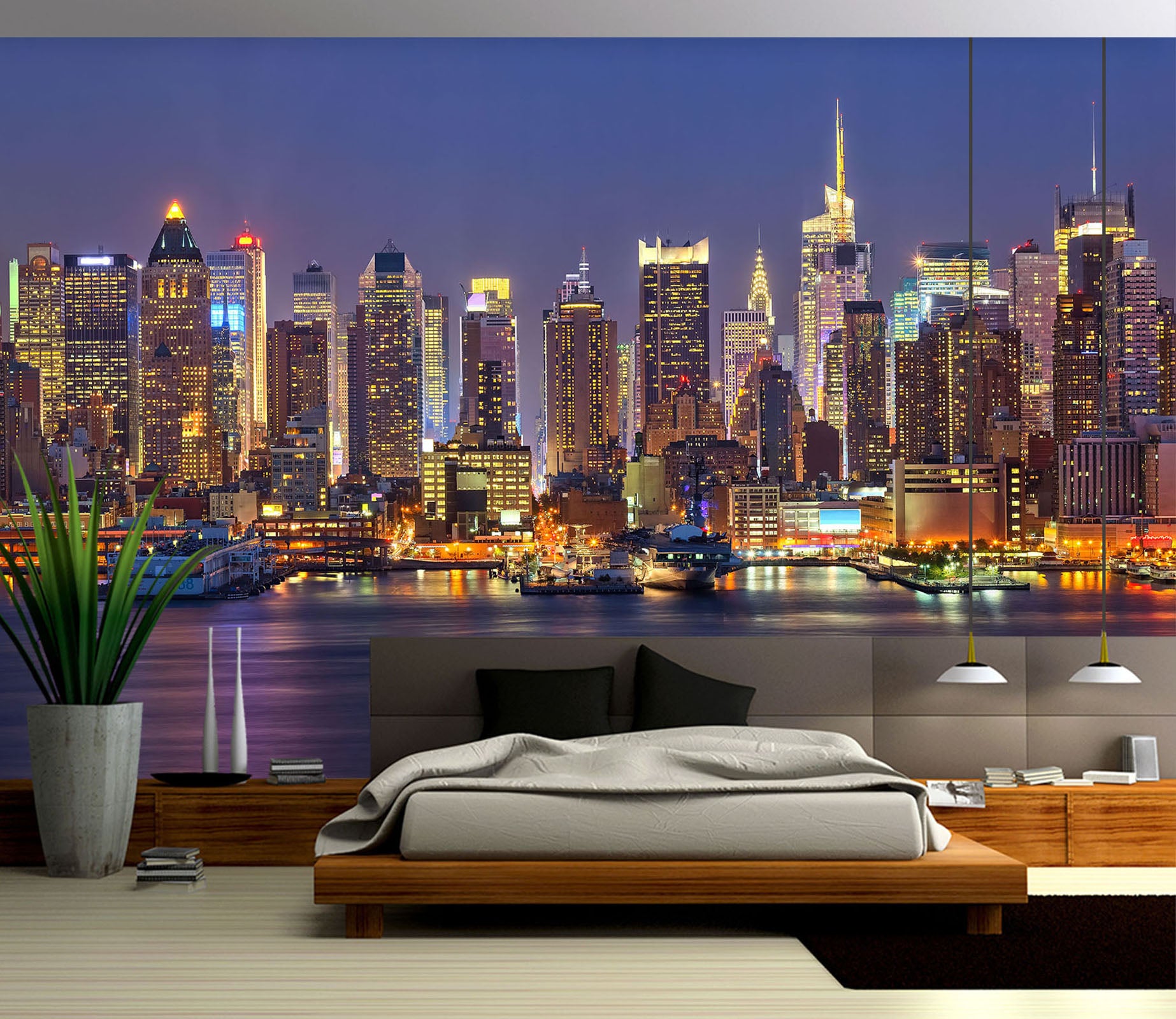 3D Night Harbour Building 58135 Wall Murals