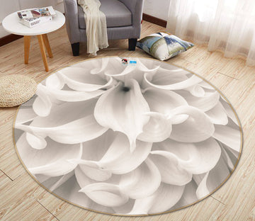 3D White Petal 7412 Assaf Frank Rug Round Non Slip Rug Mat