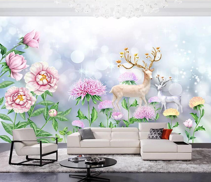 3D Flower Fawn 815 Wall Murals Wallpaper AJ Wallpaper 2 