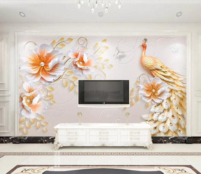 3D Peacock Flowers 1686 Wall Murals Wallpaper AJ Wallpaper 2 