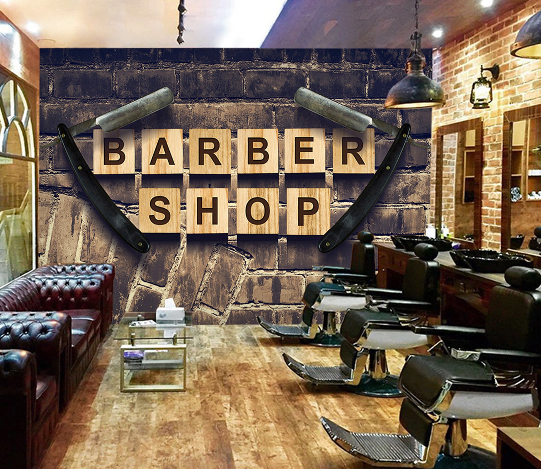 3D Letter Block Scraper 115165 Barber Shop Wall Murals