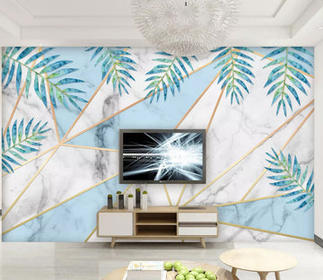 3D Blue Leaves WC2481 Wall Murals