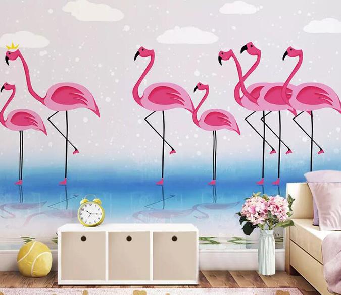 3D Pink Flamingo 1449 Wall Murals Wallpaper AJ Wallpaper 2 