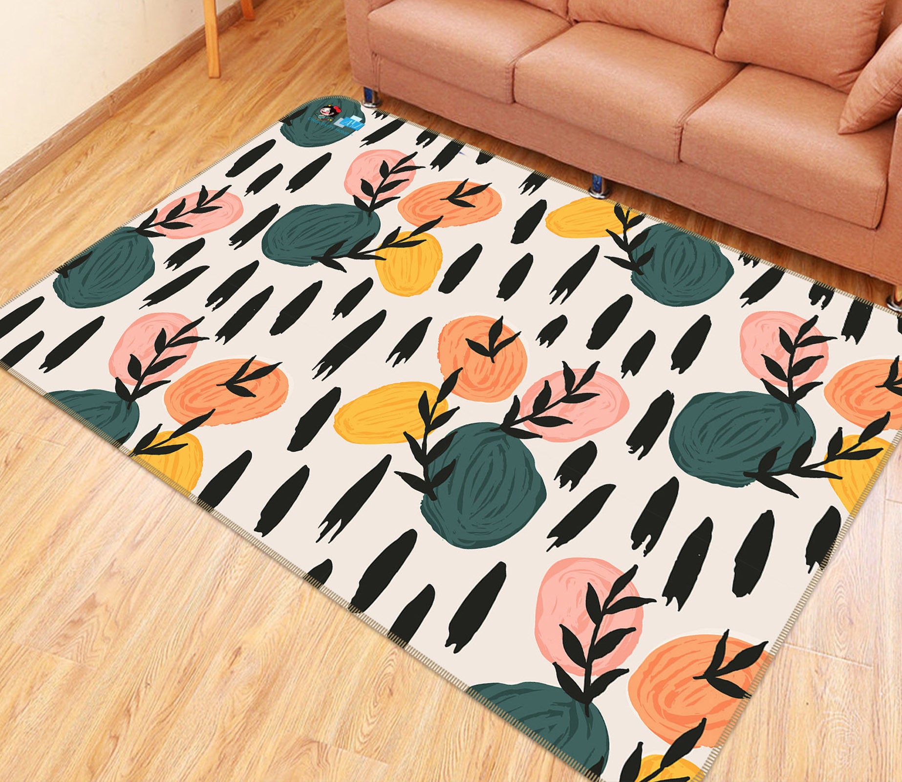 3D Colorful Flowers Leaves 10796 Kashmira Jayaprakash Rug Non Slip Rug Mat