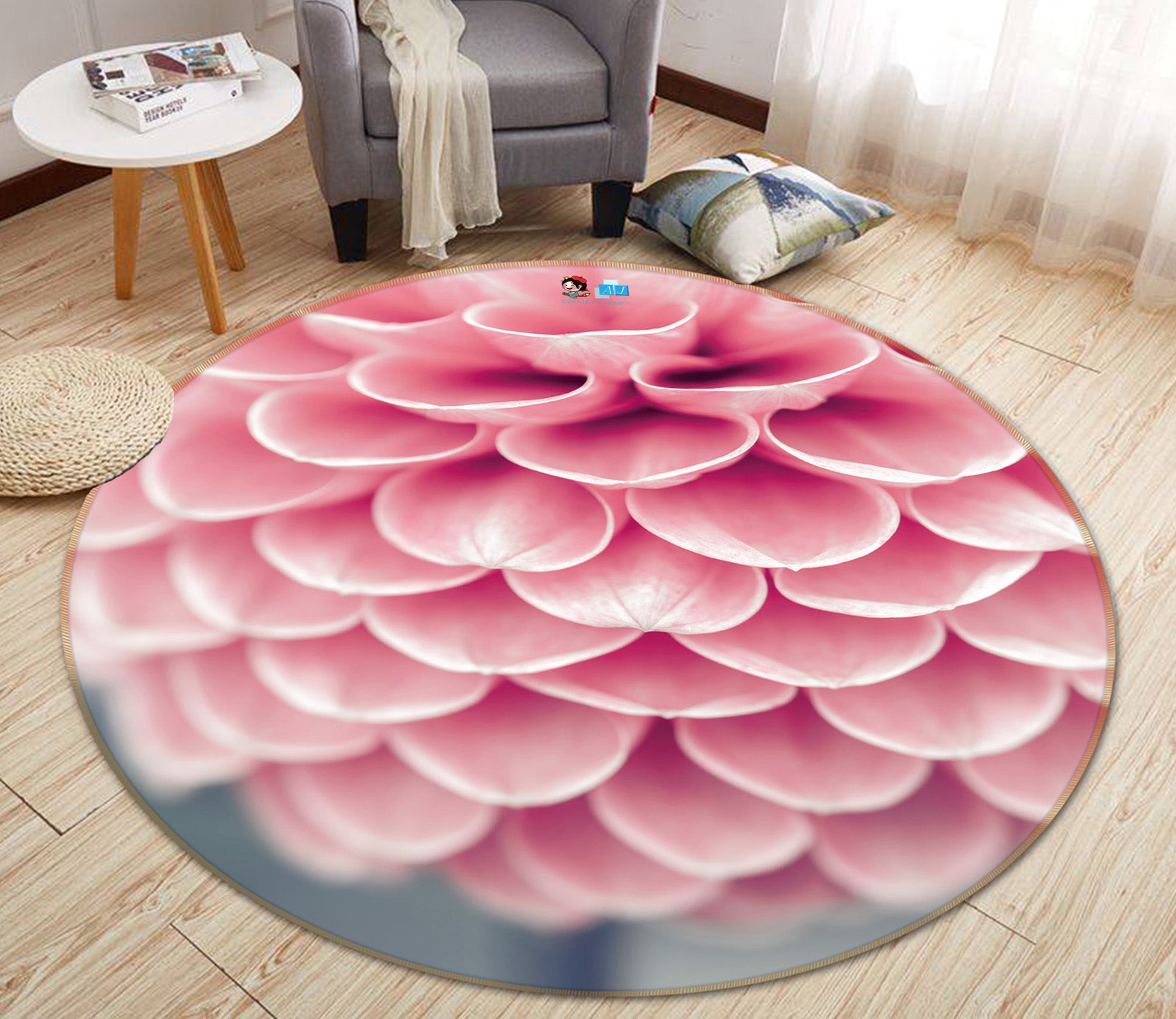 3D Petal Art 7332 Assaf Frank Rug Round Non Slip Rug Mat