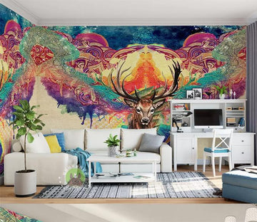 3D Elk Color Cloud 971 Wall Murals Wallpaper AJ Wallpaper 2 