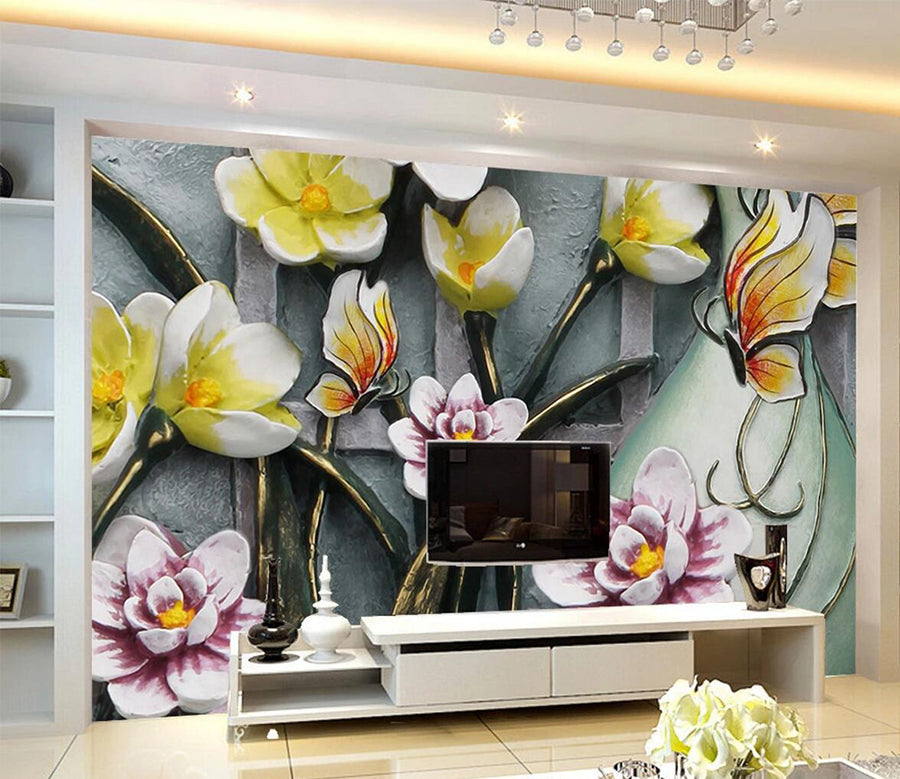 3D Flower Butterfly WC638 Wall Murals