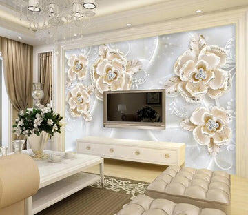 3D Golden Flower WC1378 Wall Murals