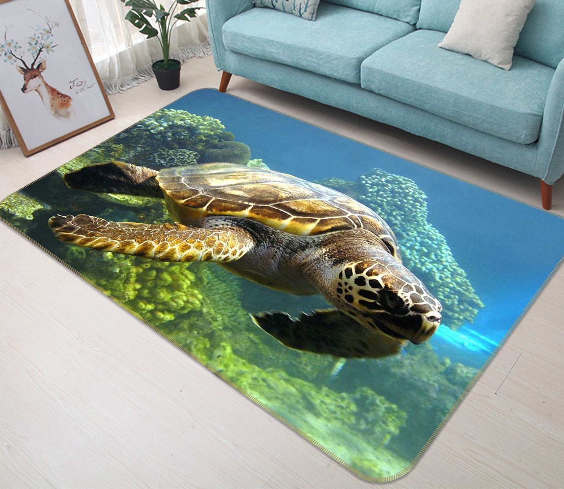 3D Sea Turtle 68229 Animal Non Slip Rug Mat