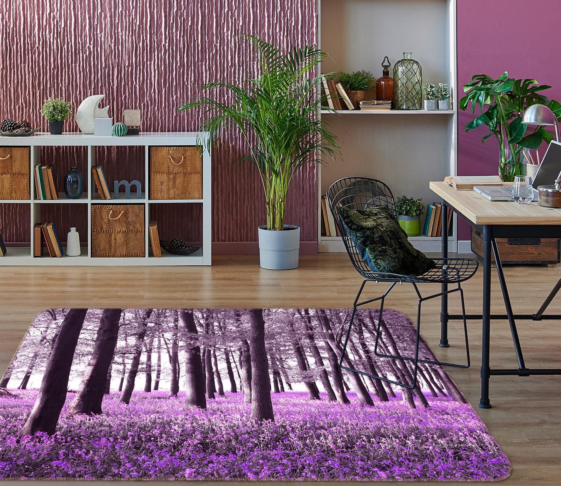 3D Purple Forest 83210 Assaf Frank Rug Non Slip Rug Mat