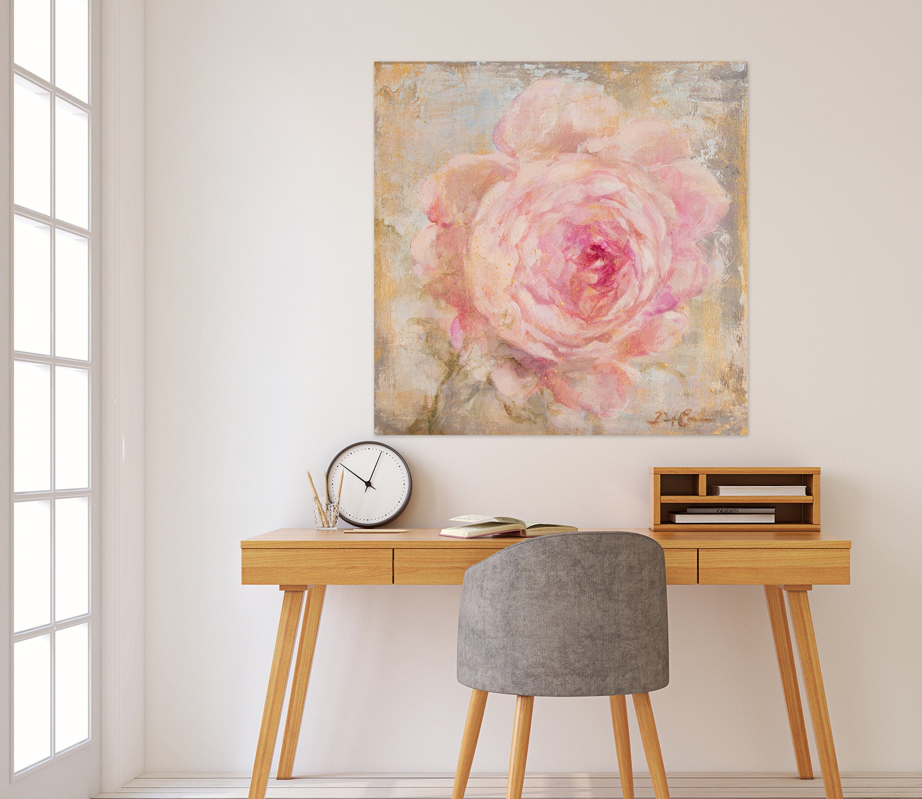 3D Rose Pink Flower 085 Debi Coules Wall Sticker