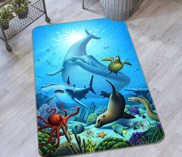 3D Seabed Fish Dolphin 83103 Jerry LoFaro Rug Non Slip Rug Mat