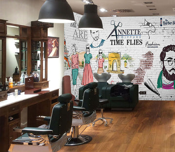 3D Happy Haircut 1465 Barber Shop Wall Murals