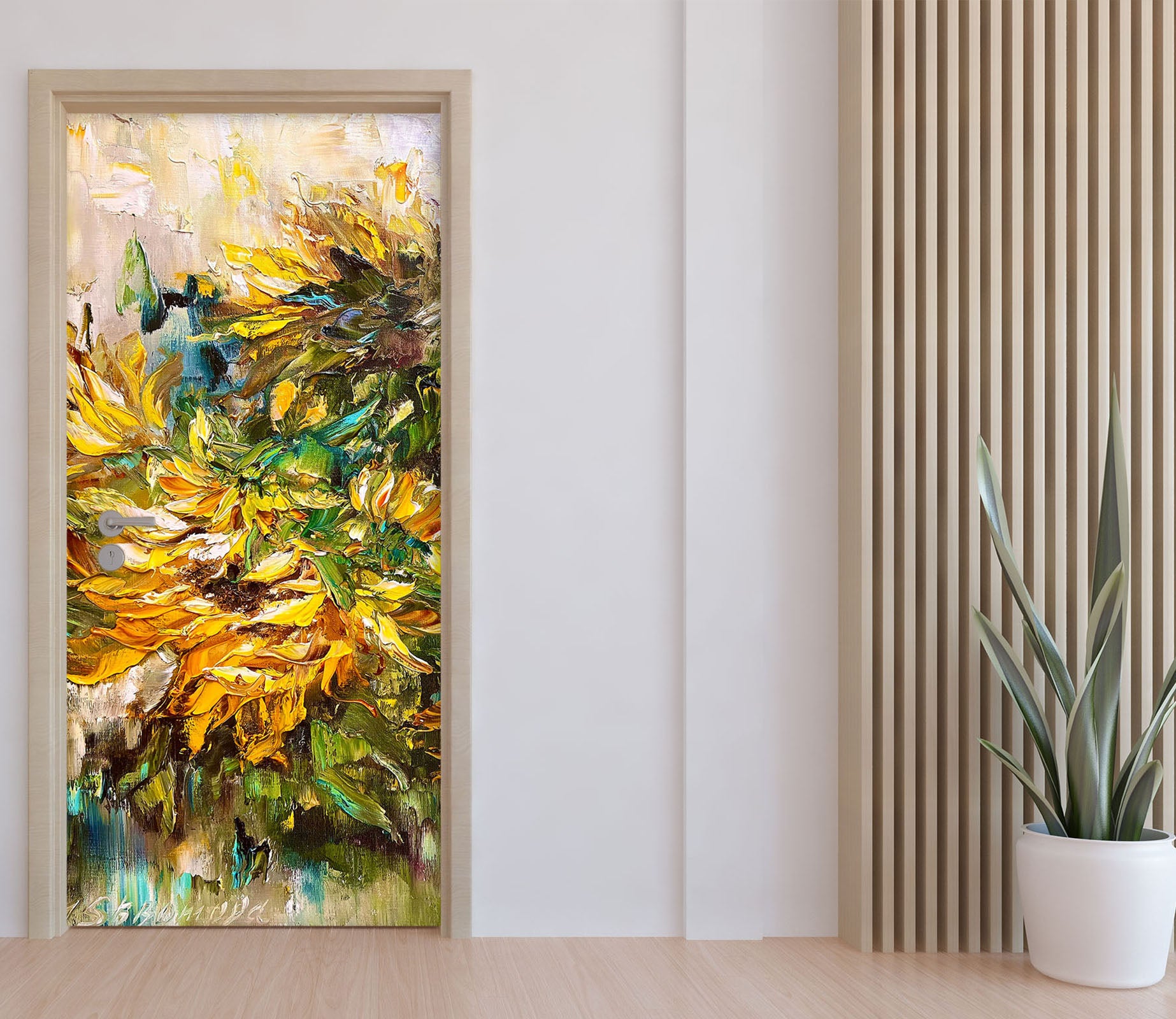 3D Yellow Flower 3072 Skromova Marina Door Mural