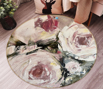 3D Pigment Rose 761 Skromova Marina Rug Round Non Slip Rug Mat