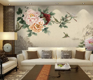 3D Peony Fragrance WC518 Wall Murals