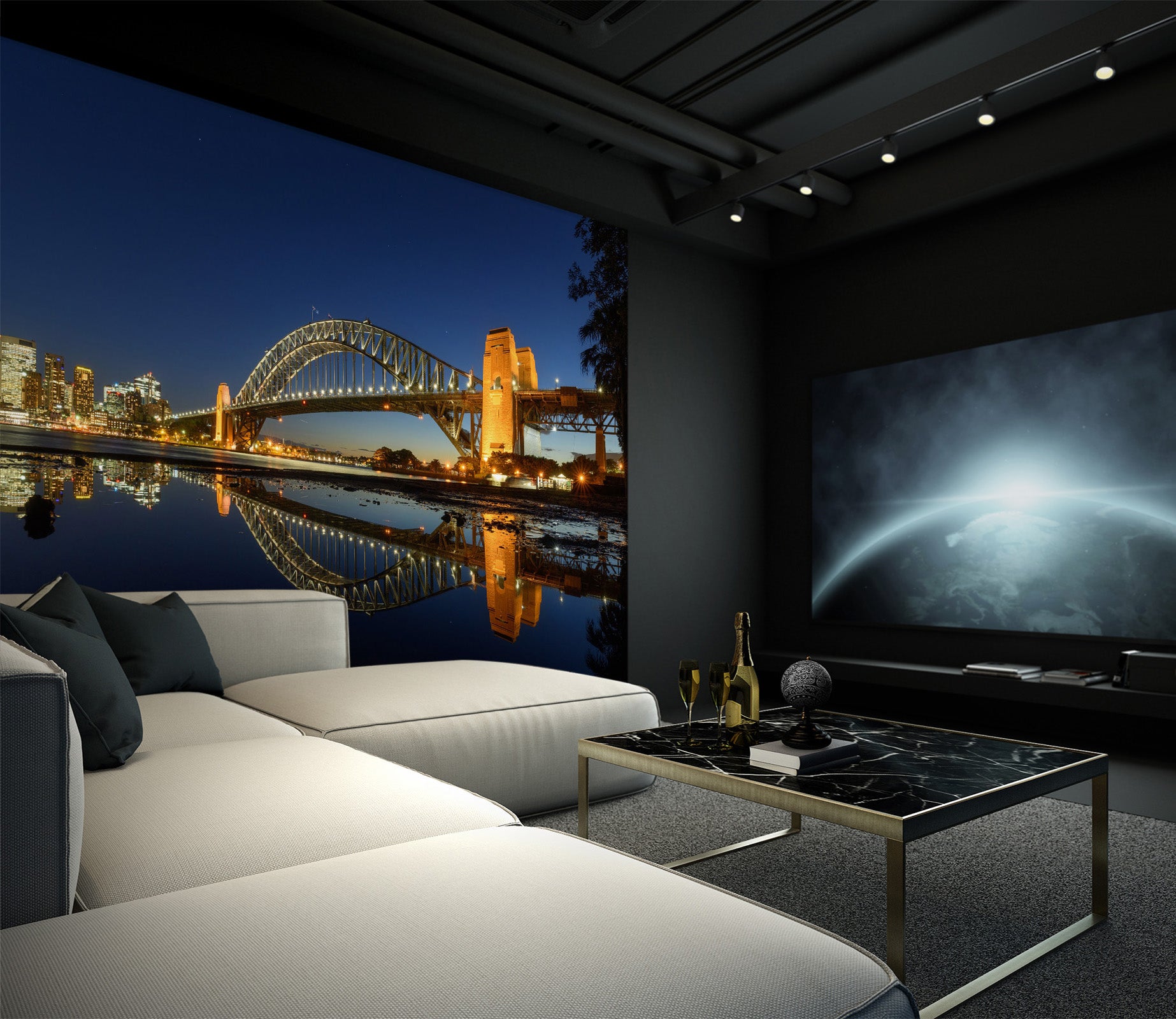 3D Night Bridge 1406 Wall Murals