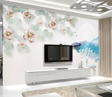 3D Fawn Flower WC1464 Wall Murals